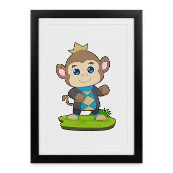 Affe Krone - Gerahmtes Poster (27 × 37 cm) - Schwarz - Vorne