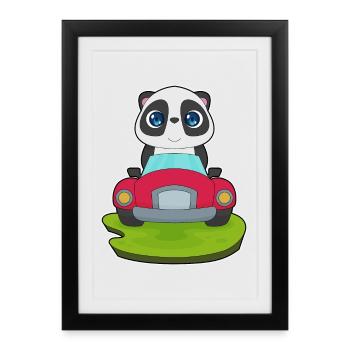 Panda Car - Framed poster (27 × 37 cm) - black - Front
