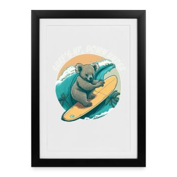 Down under surfing koala bear - Framed poster (27 × 37 cm) - black - Front