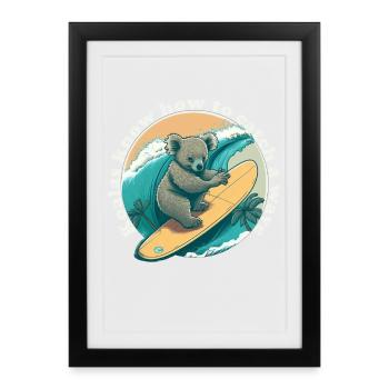 Catch a wave Koalabaer - Framed poster (27 × 37 cm) - black - Front