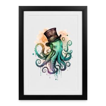 Octophus avec cylindre - Affiche encadrée (27 × 37 cm) - noir - Devant