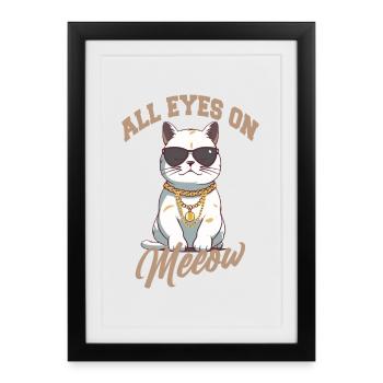 Tous les yeux sur le chat avec des lunettes de soleil - Affiche encadrée (27 × 37 cm) - noir - Devant