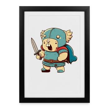 Guerrier fou avec épée - Affiche encadrée (27 × 37 cm) - noir - Devant
