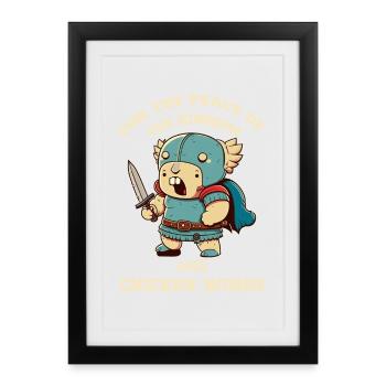 Guerrier fou avec épée pour la paix du roi - Affiche encadrée (27 × 37 cm) - noir - Devant