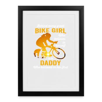 Fille de vélo - Affiche encadrée (27 × 37 cm) - noir - Devant
