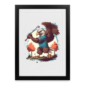Eagle swings the golf club - Framed poster (27 × 37 cm) - black - Front