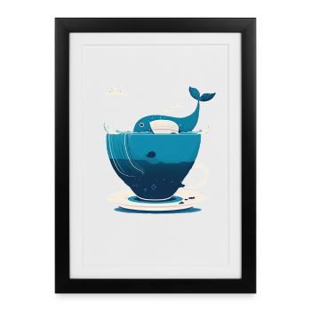 Whale in teacup - Framed poster (27 × 37 cm) - black - Front
