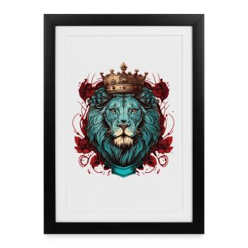 Lion majestueux - Affiche encadrée (27 × 37 cm) - noir - Devant