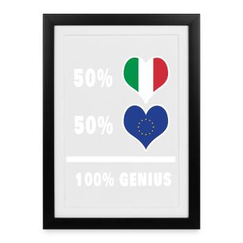 Europe et Italie 100% drapeaux fantastiques - Affiche encadrée (27 × 37 cm) - noir - Devant