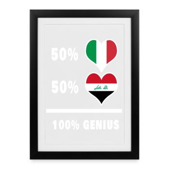 Irak et Italie 100% drapeaux fantastiques - Affiche encadrée (27 × 37 cm) - noir - Devant
