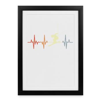 Palpitations de skieur ECG - Affiche encadrée (27 × 37 cm) - noir - Devant