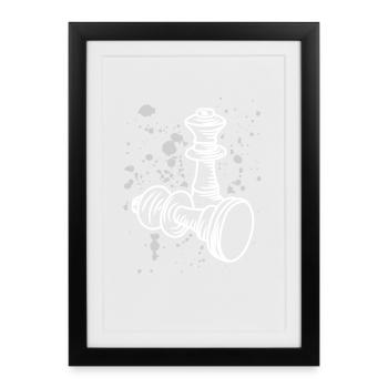 Chess pieces drawing - Framed poster (27 × 37 cm) - black - Front
