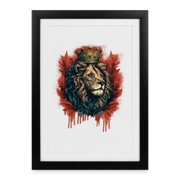 Le Roi Lion avec couronne - Affiche encadrée (27 × 37 cm) - noir - Devant