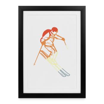 Vintage skiers - Framed poster (27 × 37 cm) - black - Front