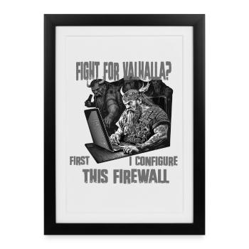 Firewall first Viking programmer black and white - Framed poster (27 × 37 cm) - black - Front