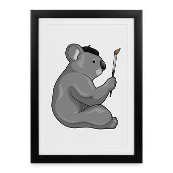 Koala Painter Brush Painting - Framed poster (27 × 37 cm) - black - Front