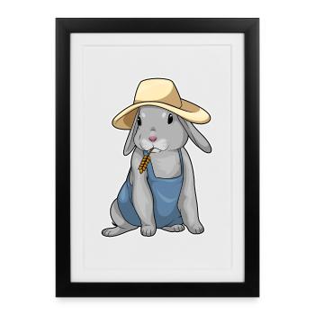 Rabbit Farmer Wheat Farm - Framed poster (27 × 37 cm) - black - Front