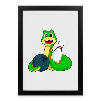 Boule de bowling Snake Bowling - Affiche encadrée (27 × 37 cm) - noir - Devant
