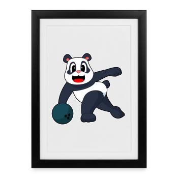 Boule de bowling Panda Bowling - Affiche encadrée (27 × 37 cm) - noir - Devant