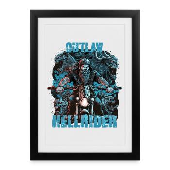 Outlaw Hellrider Motorcyclist - Framed poster (27 × 37 cm) - black - Front