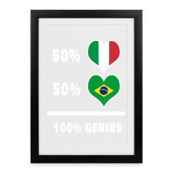 100% fantastische Flaggen von Brasilien und Italien - Gerahmtes Poster (27 × 37 cm) - Schwarz - Vorne
