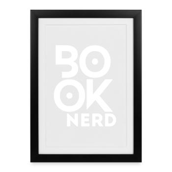 Livre de lecture drôle Nerd - Affiche encadrée (27 × 37 cm) - noir - Devant