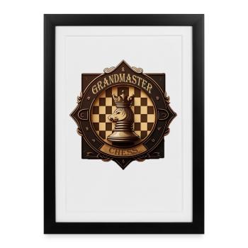 Insigne d’échecs - Affiche encadrée (27 × 37 cm) - noir - Devant