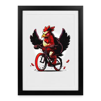 Poulet confortable à vélo - Affiche encadrée (27 × 37 cm) - noir - Devant