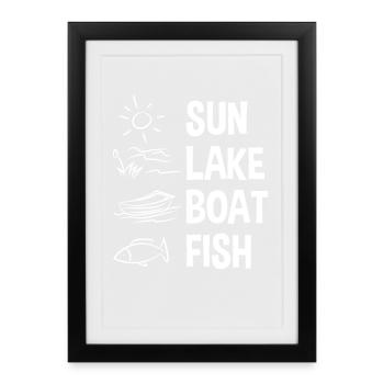 Pêche - Affiche encadrée (27 × 37 cm) - noir - Devant