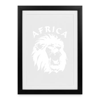 Afrique - Tête de Lion - Affiche encadrée (27 × 37 cm) - noir - Devant