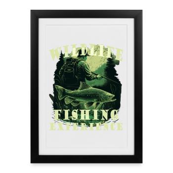 Pêcheurs à la chasse avec lettrage - Affiche encadrée (27 × 37 cm) - noir - Devant