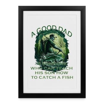 Pêcheurs pêchant avec lettrage - Affiche encadrée (27 × 37 cm) - noir - Devant