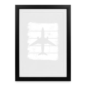 Croquis de l’avion - Affiche encadrée (27 × 37 cm) - noir - Devant