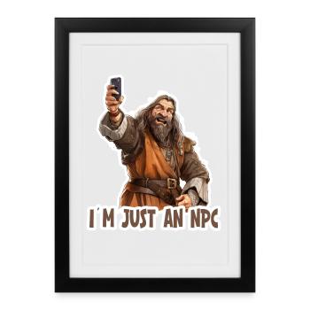 Désolé, je ne suis qu’un PNJ – design de RPG drôle - Affiche encadrée (27 × 37 cm) - noir - Devant