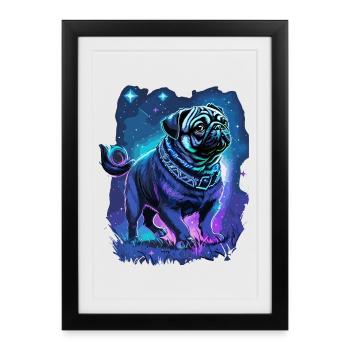 Carlin Chien Minuit Magique - Affiche encadrée (27 × 37 cm) - noir - Devant