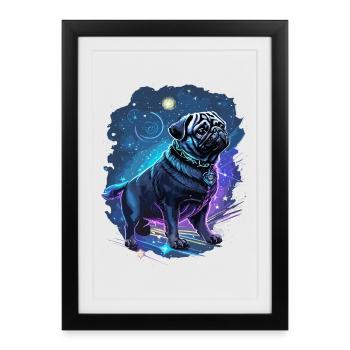 Chien carlin mythique - Affiche encadrée (27 × 37 cm) - noir - Devant
