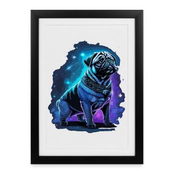 Neon Carlin Chien Minuit Magique - Affiche encadrée (27 × 37 cm) - noir - Devant