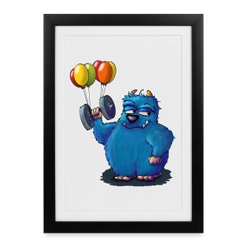 Le petit monstre de fitness - Affiche encadrée (27 × 37 cm) - noir - Devant