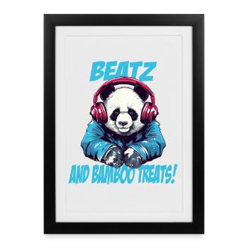 Panda DJ - Affiche encadrée (27 × 37 cm) - noir - Devant