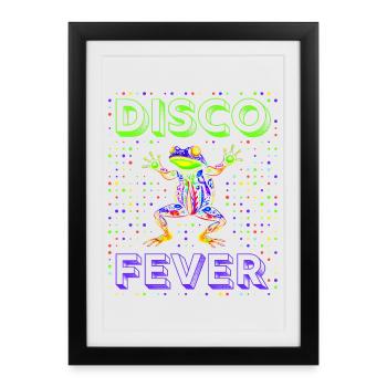 Frog Disco Fever - Affiche encadrée (27 × 37 cm) - noir - Devant