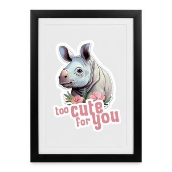 hippopotame trop mignon pour toi bébé hippopotame mignon - Affiche encadrée (27 × 37 cm) - noir - Devant