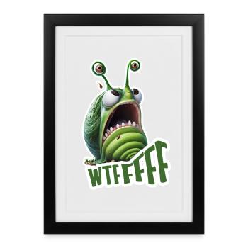 WTF Snail – Funny Cartoon Design - Framed poster (27 × 37 cm) - black - Front