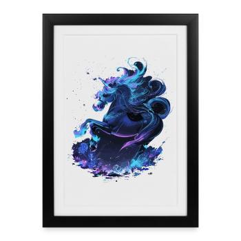 Licorne mystique minuit - Affiche encadrée (27 × 37 cm) - noir - Devant