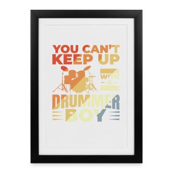 Garçon batteur - Affiche encadrée (27 × 37 cm) - noir - Devant