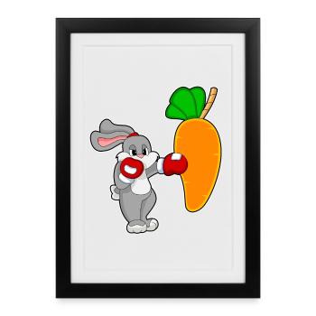 Rabbit Boxer Punching Bag Boxing - Framed poster (27 × 37 cm) - black - Front