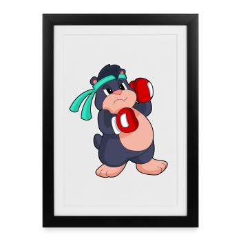 Boxeur Mole Boxer Gants de boxe Boxe Boxe - Affiche encadrée (27 × 37 cm) - noir - Devant