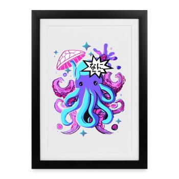 Calmar de poulpe otaku Otaku Kawaii - Affiche encadrée (27 × 37 cm) - noir - Devant