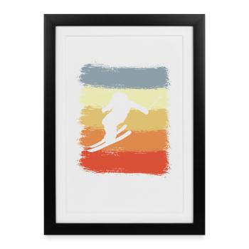 Ski vintage - Affiche encadrée (27 × 37 cm) - noir - Devant