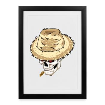 Ferme de blé Skull Farmer - Affiche encadrée (27 × 37 cm) - noir - Devant