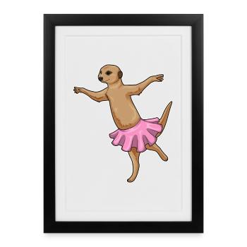 Suricate Ballerina Ballet Danse - Affiche encadrée (27 × 37 cm) - noir - Devant